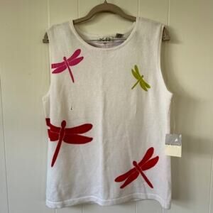 NWT Kim Rogers Size Large Dragonfly Sleeveless Sweater